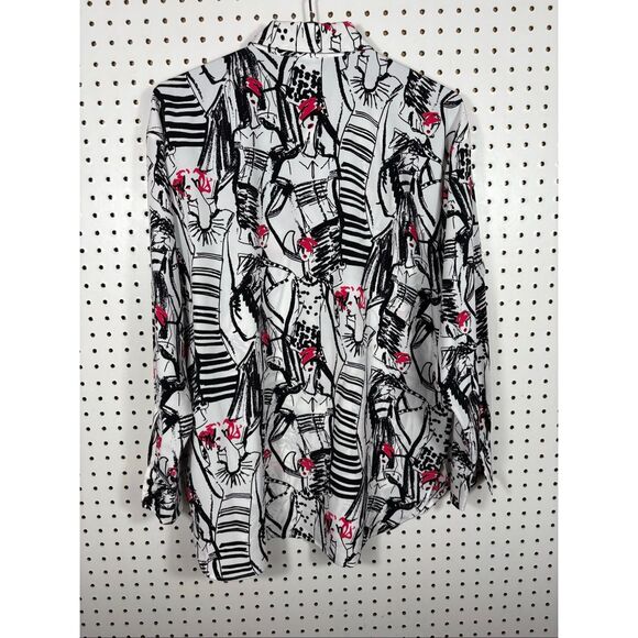 Karl Lagerfeld Fashion Diva print button down blouse size S oversized - Picture 2 of 4